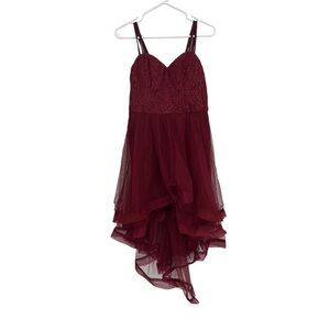 Speechless Red Lace Spaghetti Strap Tulle High Low Lined Dress Size 11 Women’s